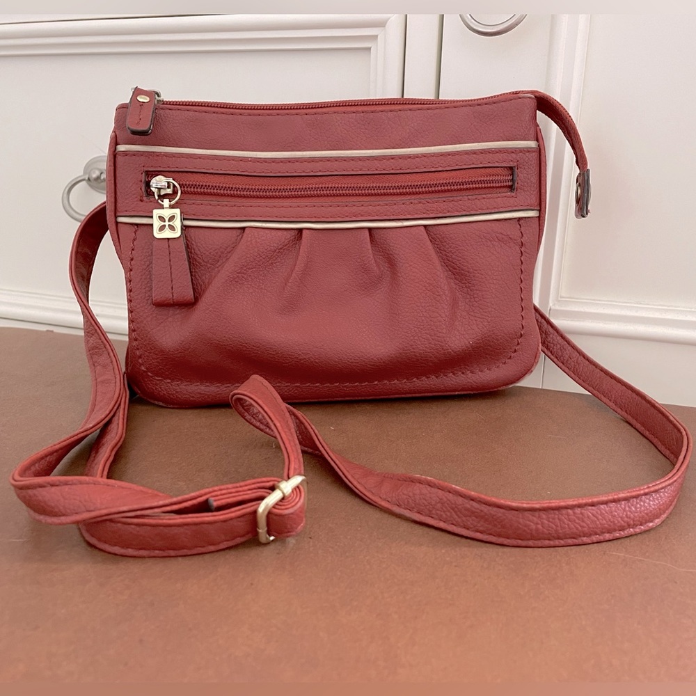 Relic vegan crossbody shoulder bag in paprika red with gold tone details